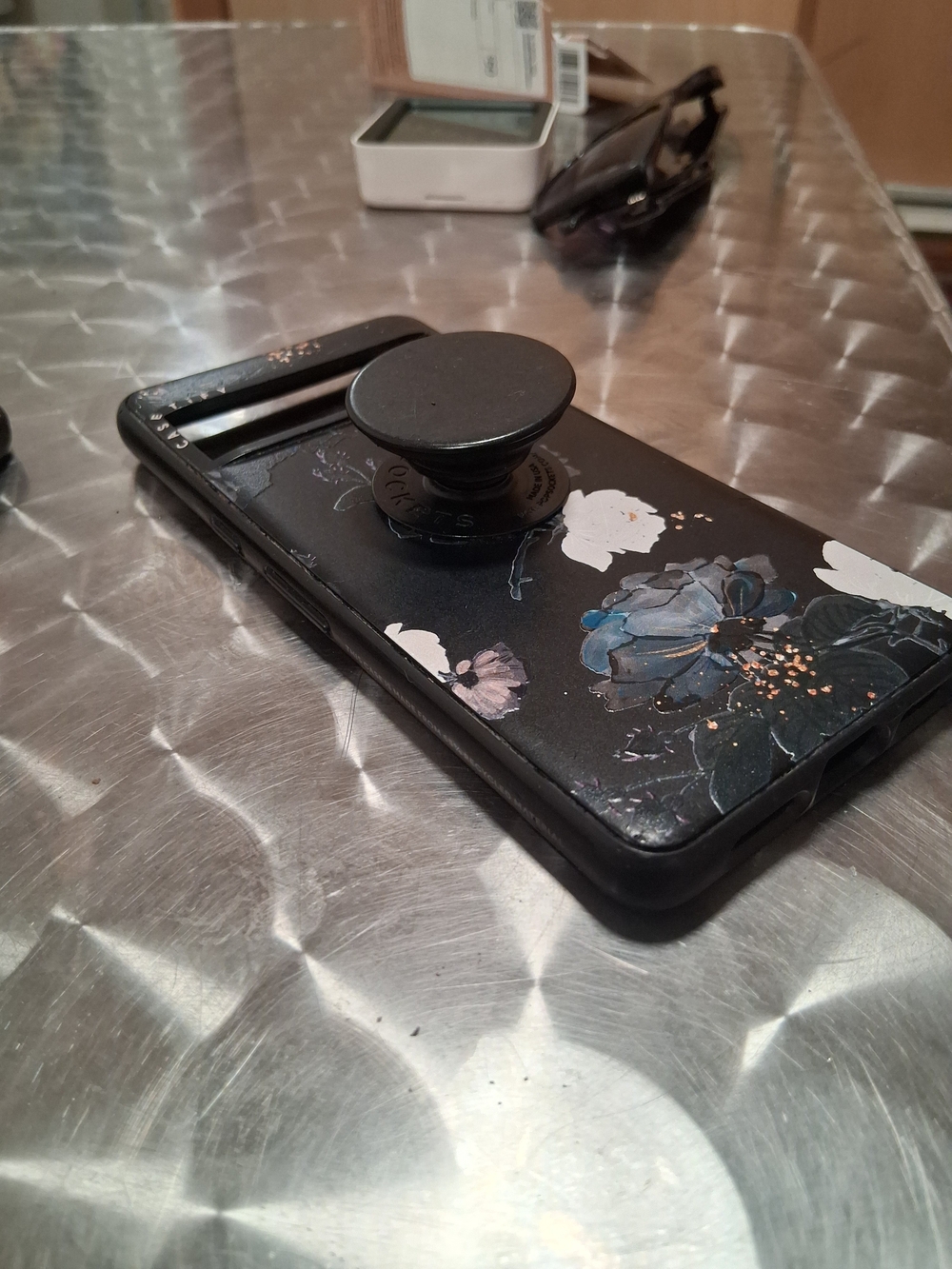 Magsafe Black Floral Phone Case with Pop Socket For All Google Pixel Models